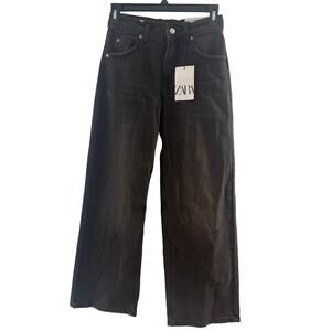 NWT Zara Women's Jeans Faded Black Size 11/12 Straight Fit Denim 100% Cotton